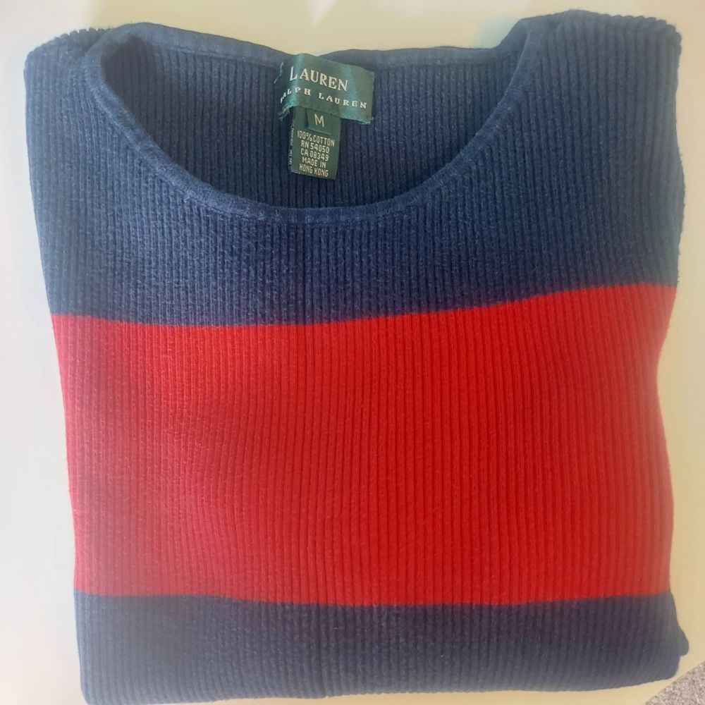 Lauren Ralph Lauren‎ Sweater  Boys Medium 10-12 Red Blue  Pullover Youth